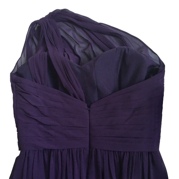 Bill Levkoff Barbara Chiffon One-Shoulder A-Line Princess Maxi Dress Plum 14 - Picture 8 of 17